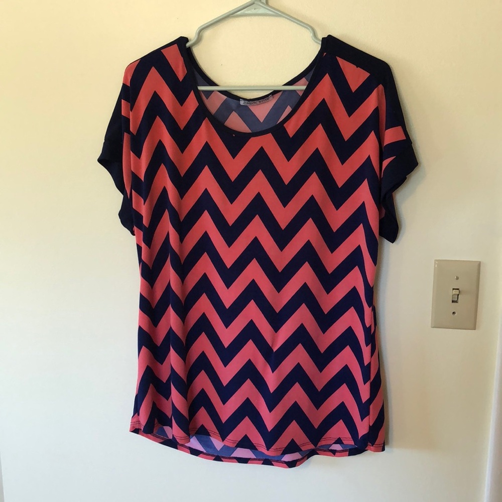 Coral and Navy Carol Rose Blouse
